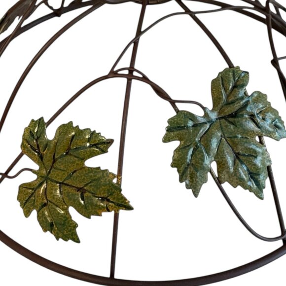 Tuscan Style Decorative Metal Fruit Bowl with Grape and Leaf Motif - Picture 4 of 5